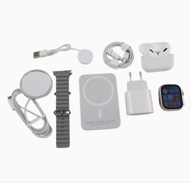 Pack Cadeau 8-1: Smartwatch + Powerbank + Écouteurs Bluetooth + Chargeur Externe + Chargeur+livraison en 48H-72H