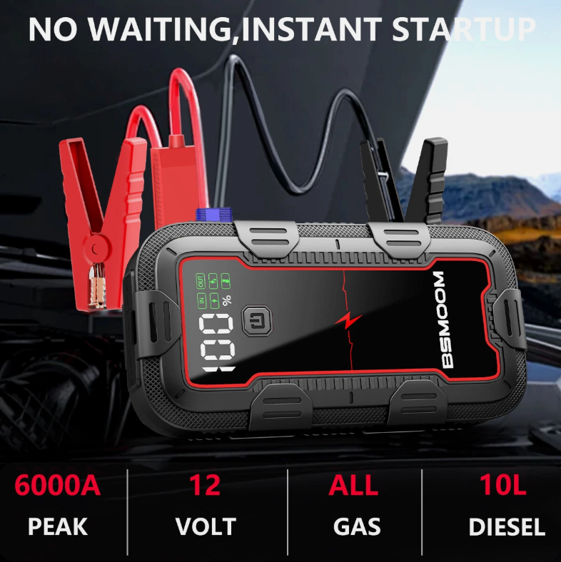 Booster Batterie Voiture 2000A Peak - Démarreur de Secours Portable avec Power Bank et Écran LCD | Auto Jumpstarter 12800mAh - Draagbare Starthulp met Power Bank en LCD-scherm