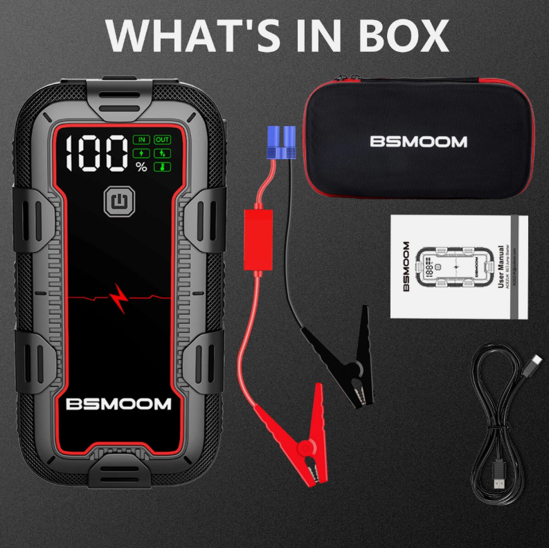 Booster Batterie Voiture 2000A Peak - Démarreur de Secours Portable avec Power Bank et Écran LCD | Auto Jumpstarter 12800mAh - Draagbare Starthulp met Power Bank en LCD-scherm