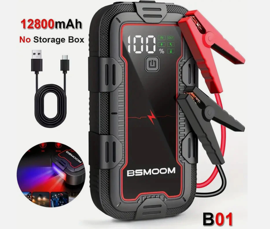 Booster Batterie Voiture 2000A Peak - Démarreur de Secours Portable avec Power Bank et Écran LCD | Auto Jumpstarter 12800mAh - Draagbare Starthulp met Power Bank en LCD-scherm