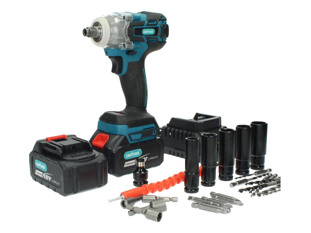 Boulonneuse à Choc 48V Puissante - 2 Batteries, Desserre les Roues en 10 Secondes - Kit Voiture Complet