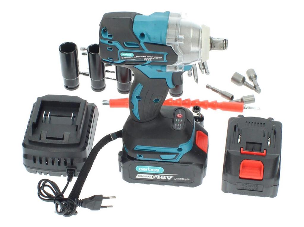 Boulonneuse à Choc 48V Puissante - 2 Batteries, Desserre les Roues en 10 Secondes - Kit Voiture Complet
