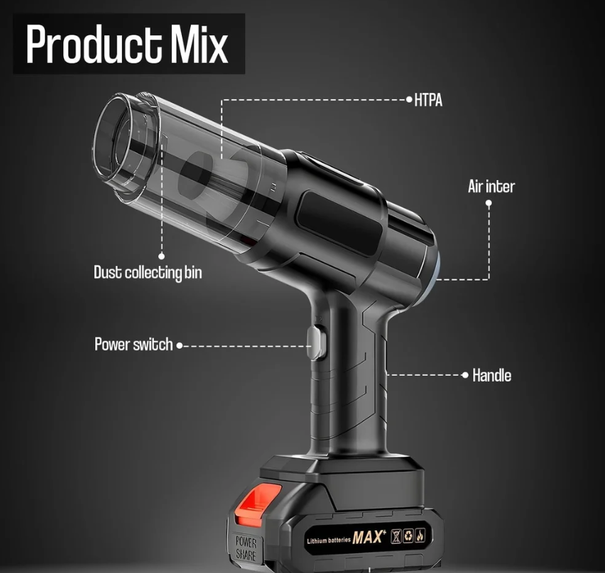 Aspirateur à Main + Souffleur 2en1 Rechargeable – Voiture, Ordinateur & Maison | Handstofzuiger + Blaasmond 2in1 Oplaadbaar – Auto, Computer & Thuis