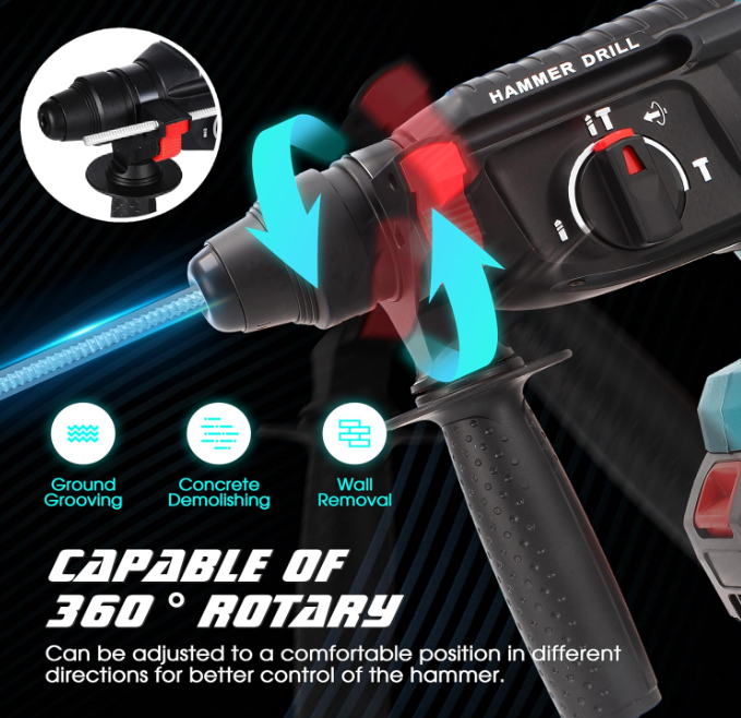 Perforateur Sans Fil AERBES 48V – Marteau Burineur Brushless + 2 Batteries NEUF | Draadloze Boorhamer AERBES 48V – Brushless Beitelhamer + 2 Accu's NIEUW