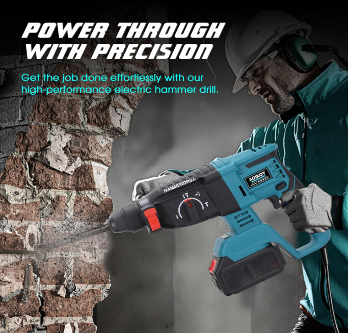 Perforateur Sans Fil AERBES 48V – Marteau Burineur Brushless + 2 Batteries NEUF | Draadloze Boorhamer AERBES 48V – Brushless Beitelhamer + 2 Accu's NIEUW