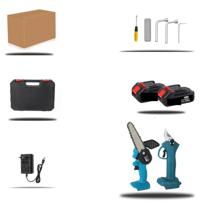 Sécateur Sans Fil + Tronçonneuse Électrique 6 Pouces 2-en-1 – Scie à Chaîne & Élagage Branches + Coffret | Draadloze Snoeischaar + Kettingzaag 6 Inch 2-in-1 – Elektrisch Tuingereedschap + Koffer