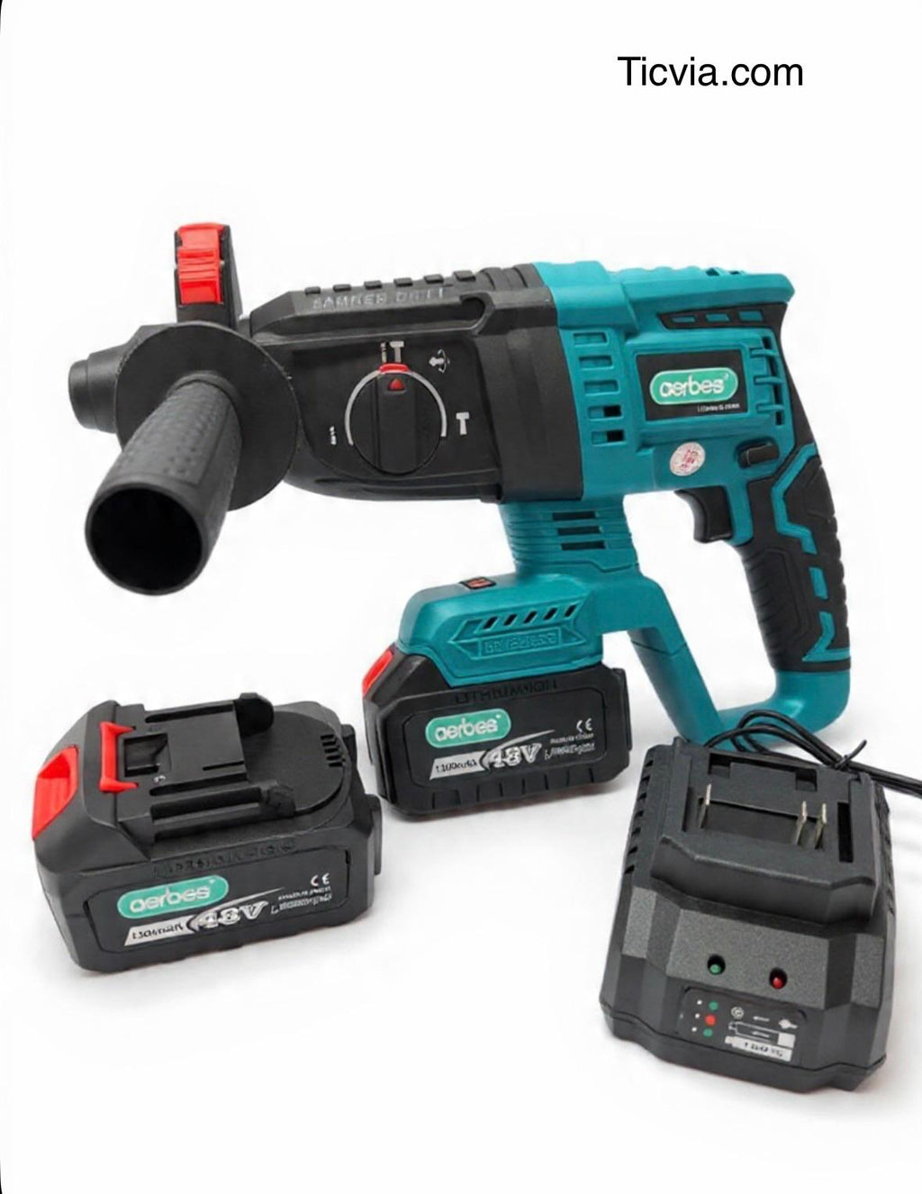 Perforateur Sans Fil AERBES 48V – Marteau Burineur Brushless + 2 Batteries NEUF | Draadloze Boorhamer AERBES 48V – Brushless Beitelhamer + 2 Accu's NIEUW